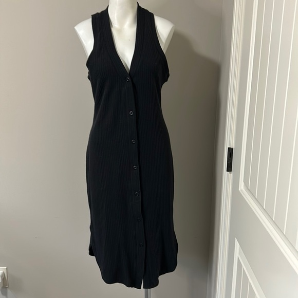 Daily Practice by Anthropologie Ribbed Midi Dress Black Pullover Sz XS NEW - Picture 5 of 14